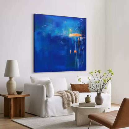 Vibrant Blue Abstract Oil Painting for Modern Home Decor and Art Enthusiasts