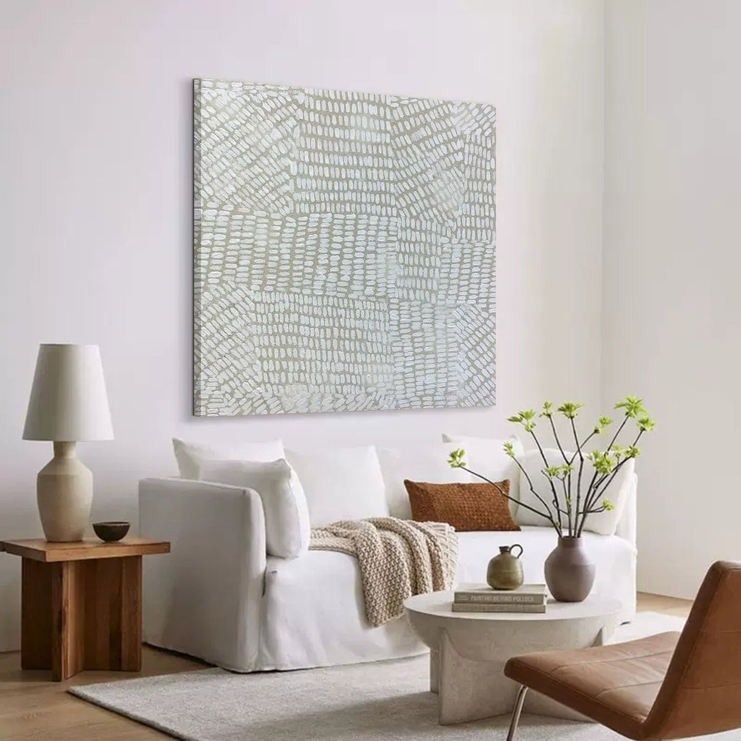 Textured Minimalist Abstract Oil Painting for Modern Home Decor