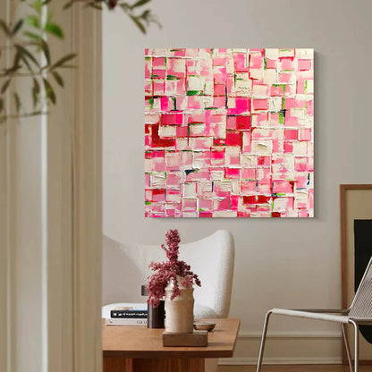 Vibrant Pink Abstract Oil Painting for Modern Home Décor