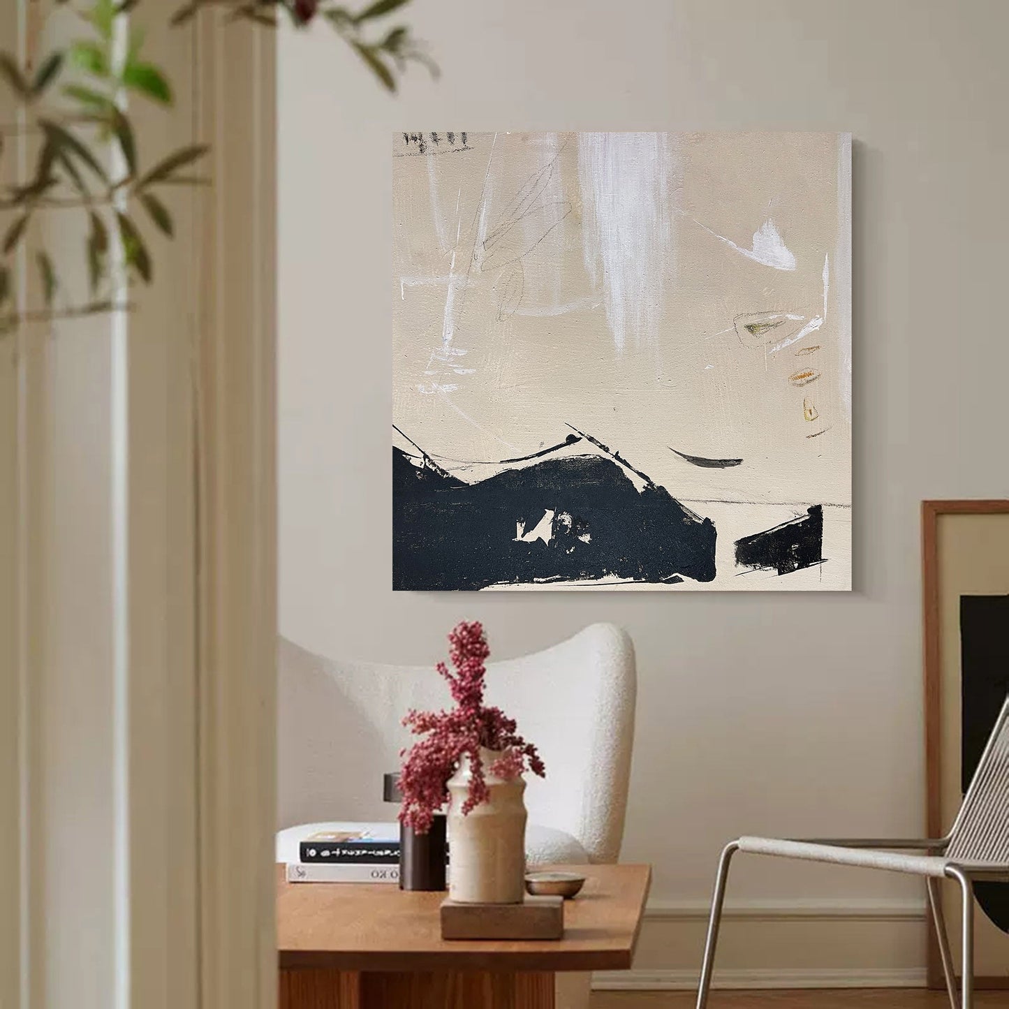 Elegant Minimalist Abstract Oil Painting for Modern Home Decor