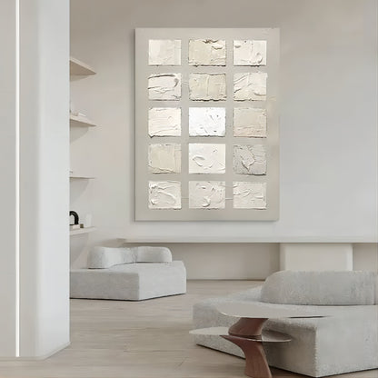 Minimalist White Texture Oil Painting for Modern Home Decor