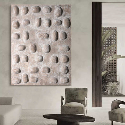 Textured Neutral Abstract Oil Painting for Modern Home Decor