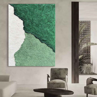 Textured Green Abstract Oil Painting for Modern Home Decor