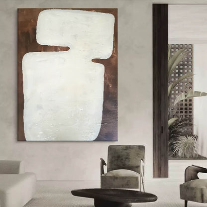 Minimalist White Abstract Oil Painting for Serene Modern Decor