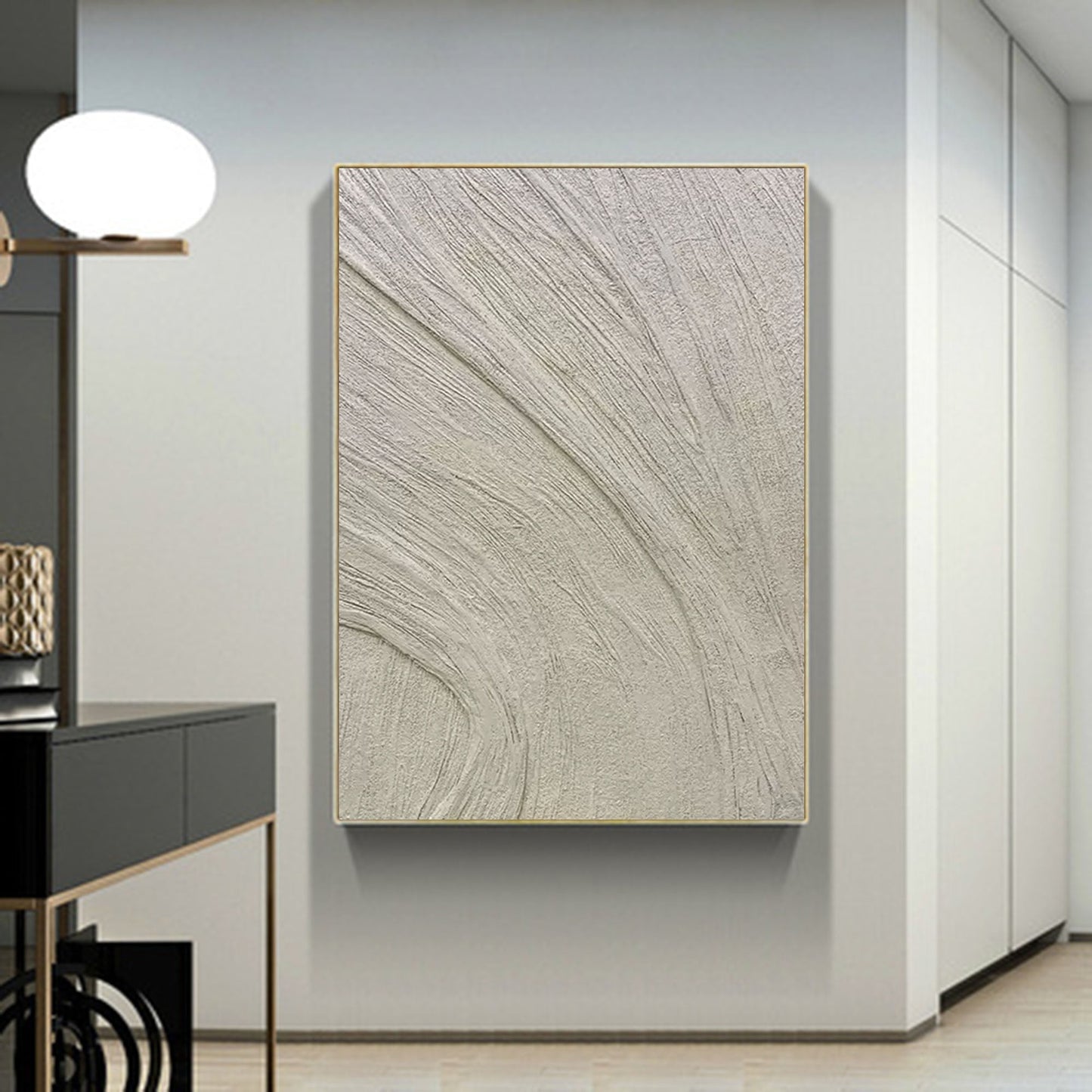 Textured Gray Abstract Oil Painting for Modern Home Decor