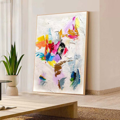 Vibrant Abstract Oil Painting with Bold Colors for Modern Home Decor