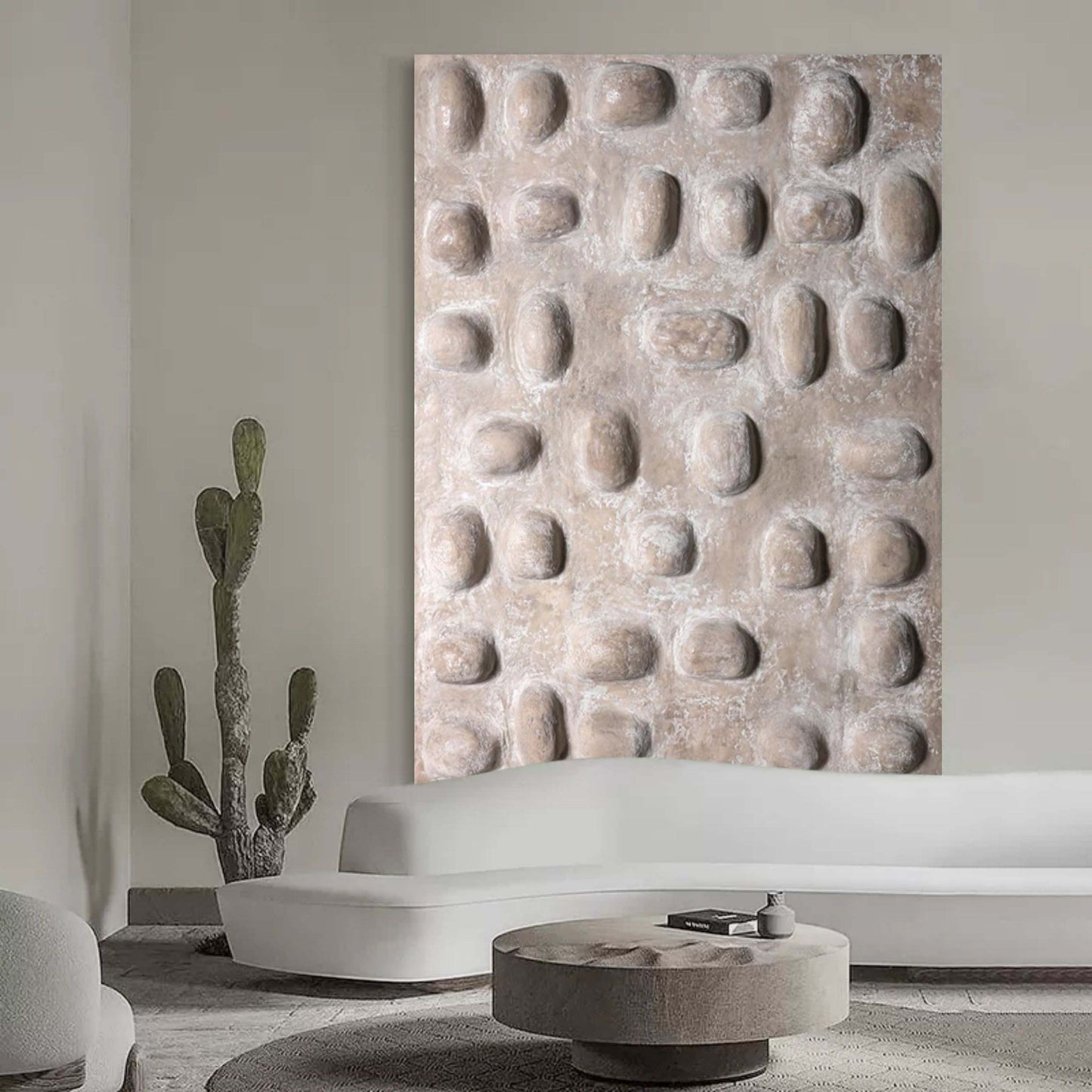 Textured Neutral Abstract Oil Painting for Modern Home Decor