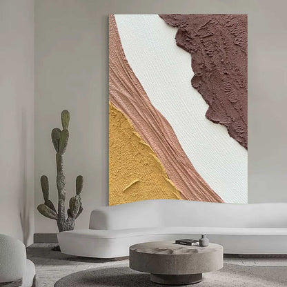 Abstract Textured Oil Painting in Earthy Tones for Modern Home Decor