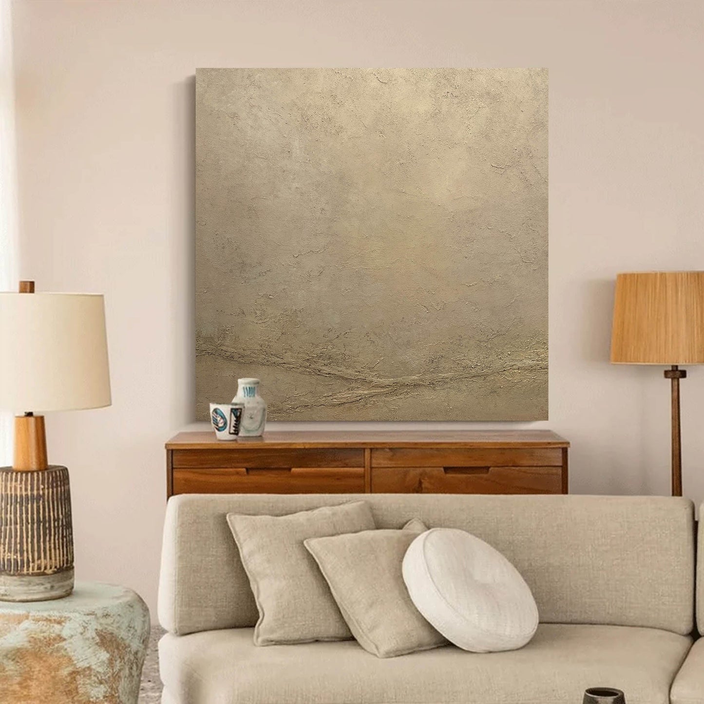 Serene Minimalist Abstract Oil Painting for Modern Home Decor