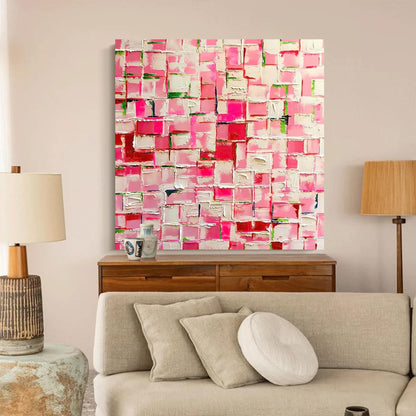 Vibrant Pink Abstract Oil Painting for Modern Home Décor