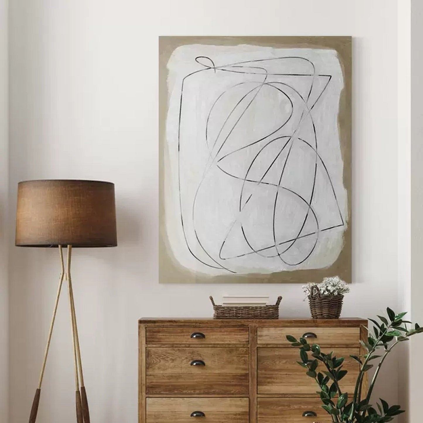 Abstract Minimalist Line Art Painting for Modern Home Decor