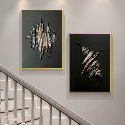 Contemporary Dual Set of Abstract Oil Paintings for Modern Home Decor
