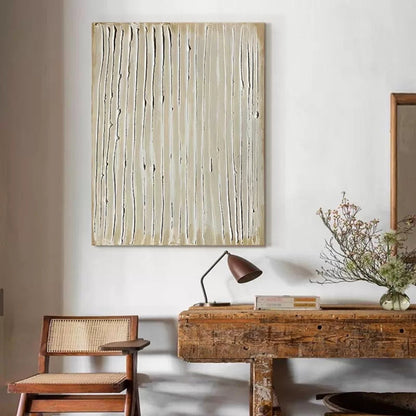 Elegant Minimalist Textured Line Art Oil Painting for Modern Home Décor