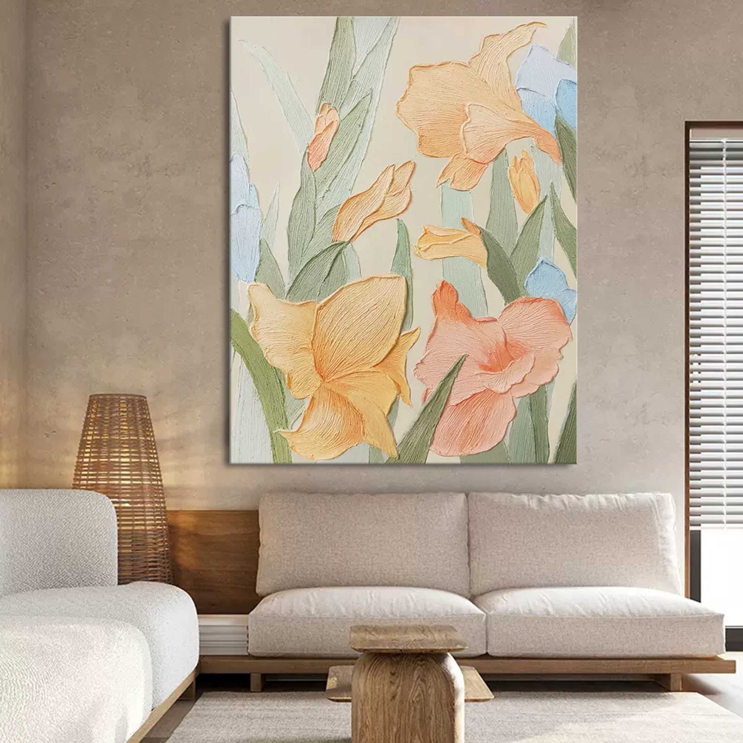Vibrant Floral Oil Painting for Home Decor – Elegant Flower Wall Art