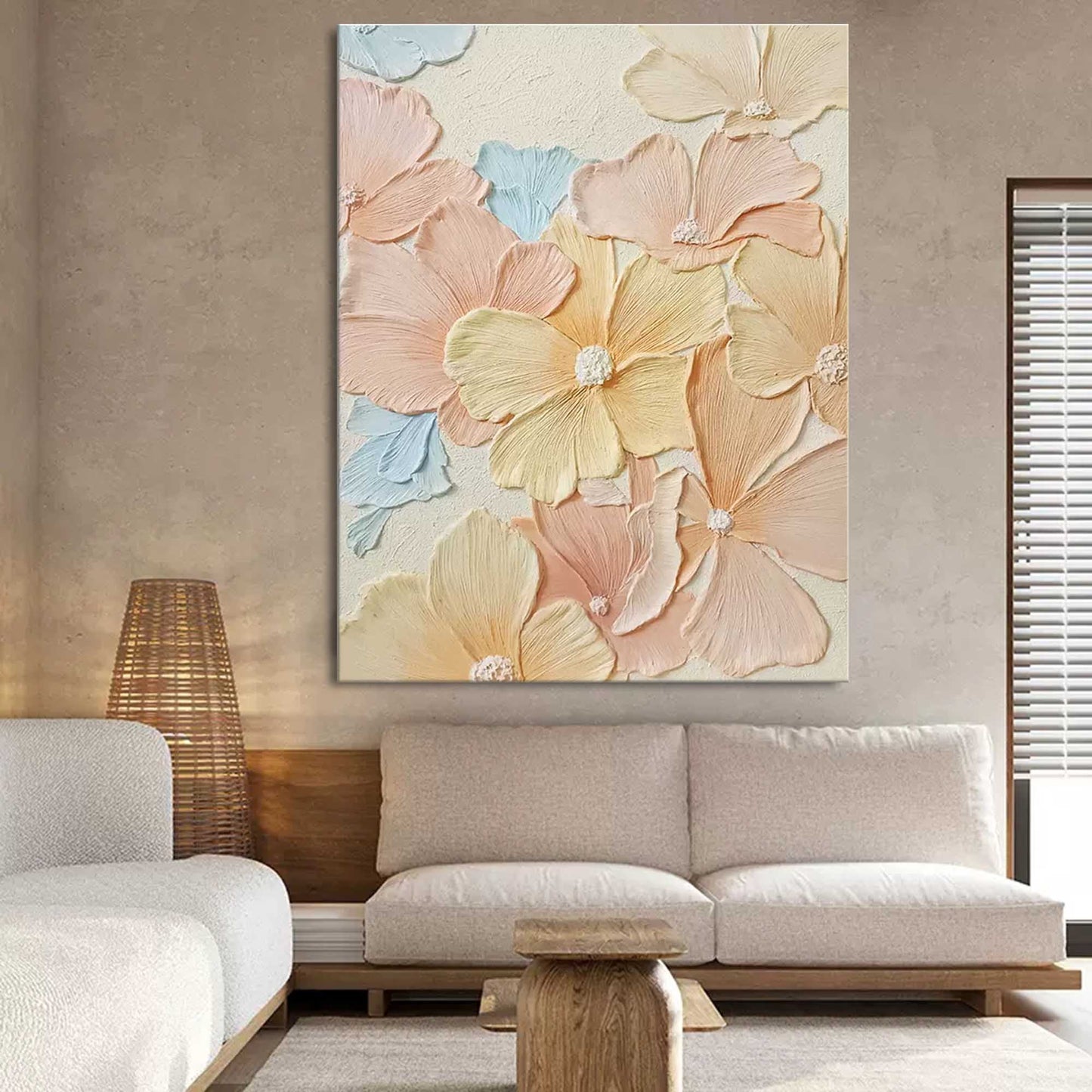 Soft Pastel Flower Oil Painting for Elegant Home Decor