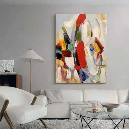 Vibrant Abstract Oil Painting with Bold Colors for Modern Decor