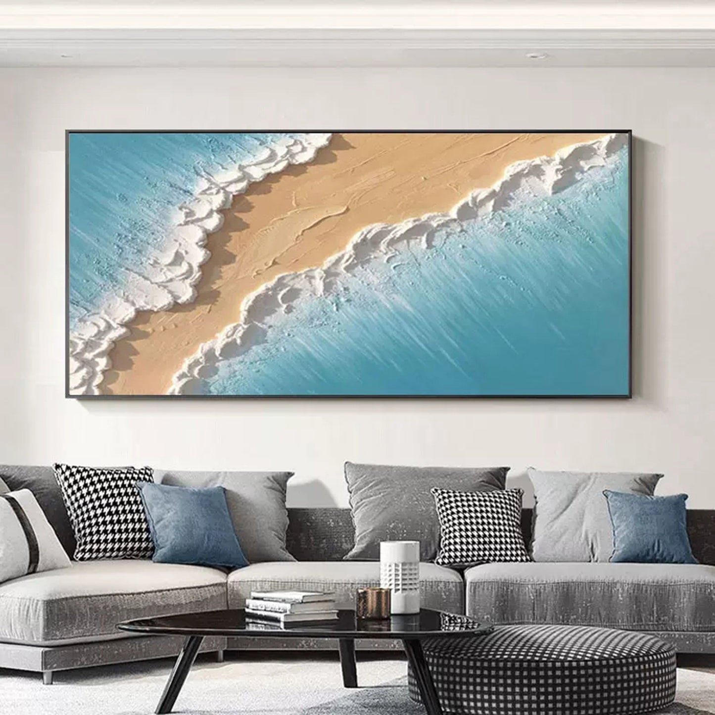 Textured Coastal Beach Oil Painting ‚Äì Modern Art for Home Decor