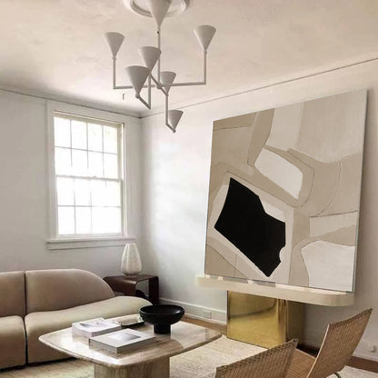 Contemporary Minimalist Geometric Oil Painting in Neutral Tones