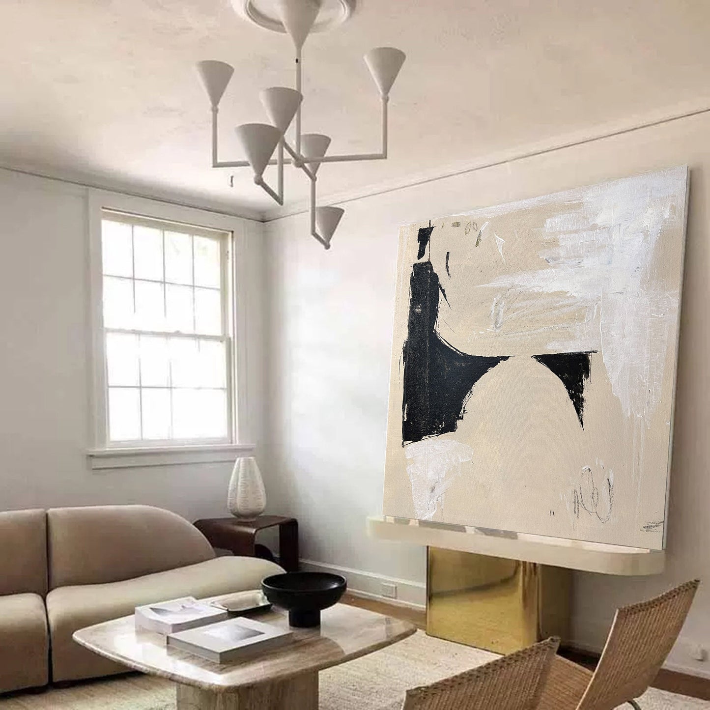 Elegant Minimalist Abstract Oil Painting for Modern Home Decor