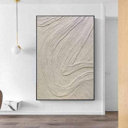 Textured White Abstract Oil Painting for Modern Home D√©cor