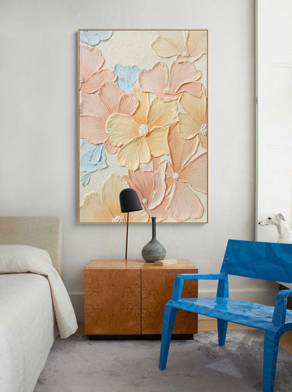Soft Pastel Flower Oil Painting for Elegant Home Decor