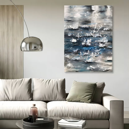 Abstract Water Reflection Oil Painting for Modern Home Decor