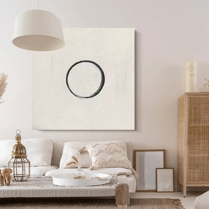 Contemporary Minimalist Circle Oil Painting for Modern Home Decor