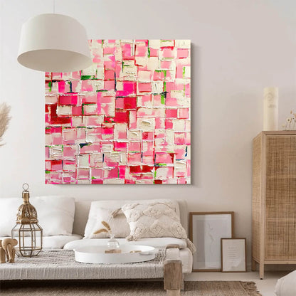 Vibrant Pink Abstract Oil Painting for Modern Home Décor