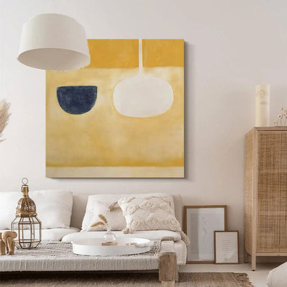 Contemporary Minimalist Oil Painting with Bold Color Blocks