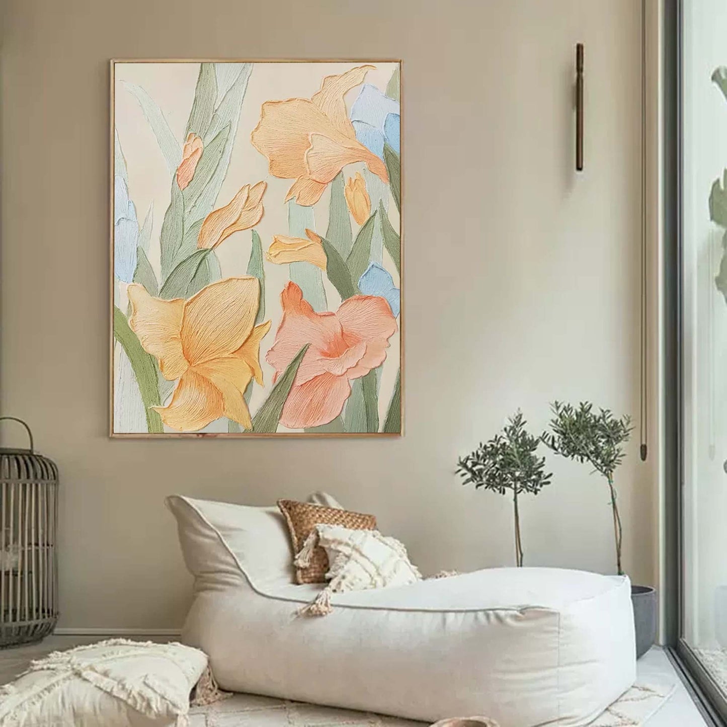 Vibrant Floral Oil Painting for Home Decor – Elegant Flower Wall Art