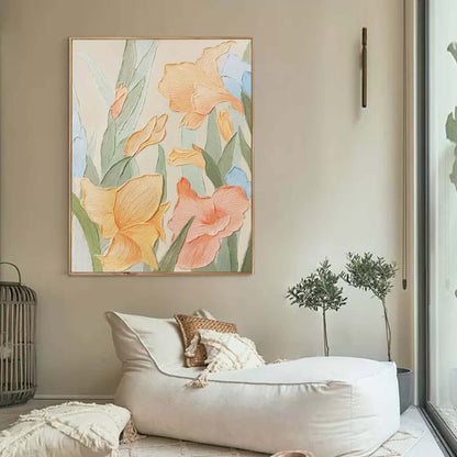 Vibrant Floral Oil Painting for Home Decor – Elegant Flower Wall Art