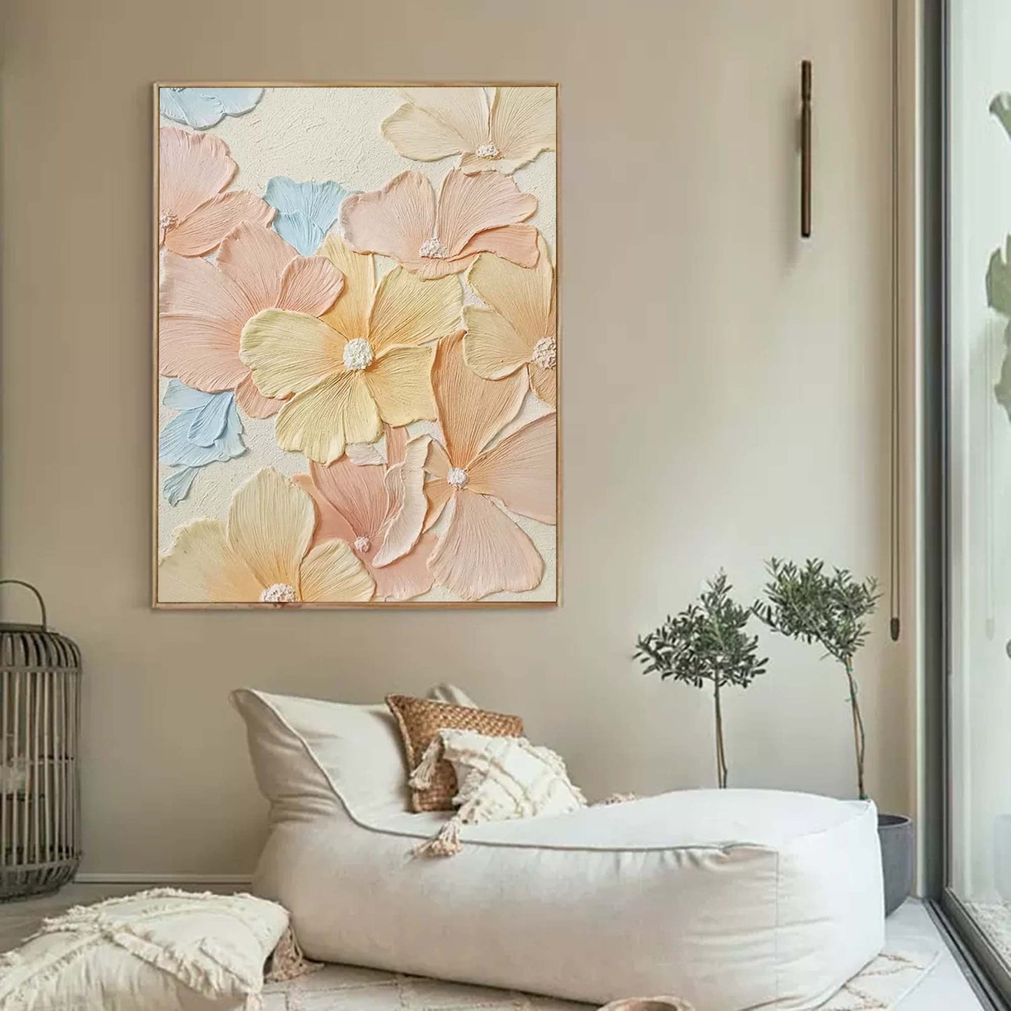 Soft Pastel Flower Oil Painting for Elegant Home Decor