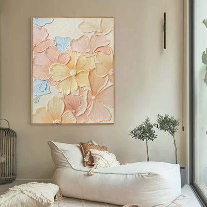Soft Pastel Flower Oil Painting for Elegant Home Decor
