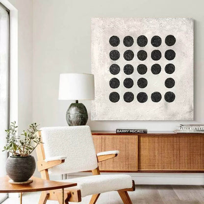 Contemporary Minimalist Geometric Black Dot Artwork for Modern Home Décor