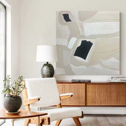 Abstract Minimalist Geometric Oil Painting for Modern Home Decor