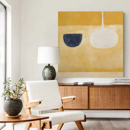 Contemporary Minimalist Oil Painting with Bold Color Blocks