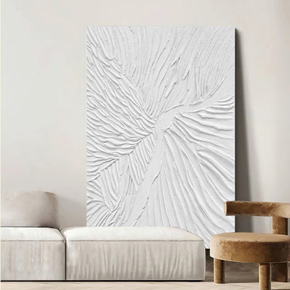 Textured White Abstract Oil Painting for Modern Home Decor