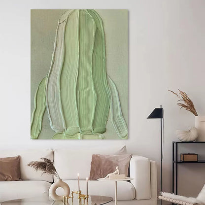 Textured Green Oil Painting - Abstract Modern Art for Home Décor