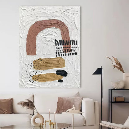 Abstract Textured Oil Painting with Warm Tones and Unique Contemporary Design