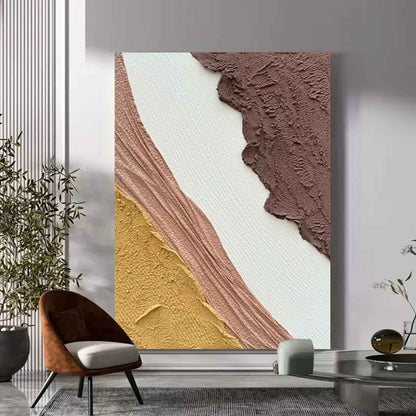 Abstract Textured Oil Painting in Earthy Tones for Modern Home Decor