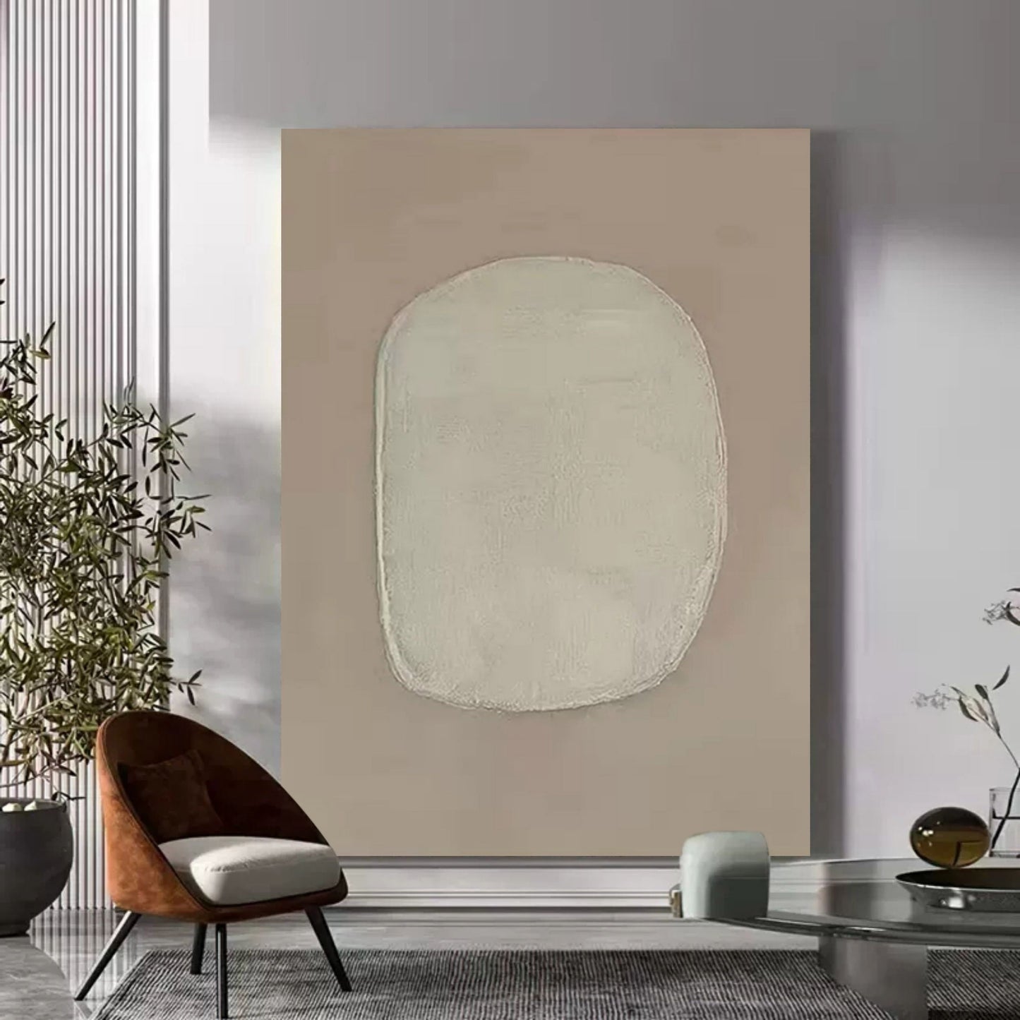 Minimalist Wabi-Sabi Oil Painting for Serene Home Decor