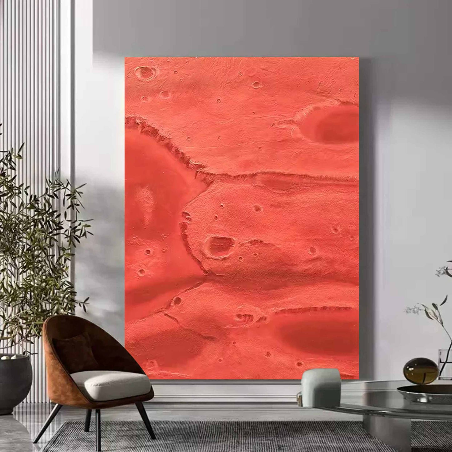 Abstract Red Landscape Oil Painting for Modern Home Decor