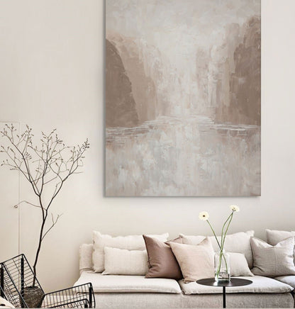 Serene Minimalist Landscape Oil Painting for Tranquil Home Decor
