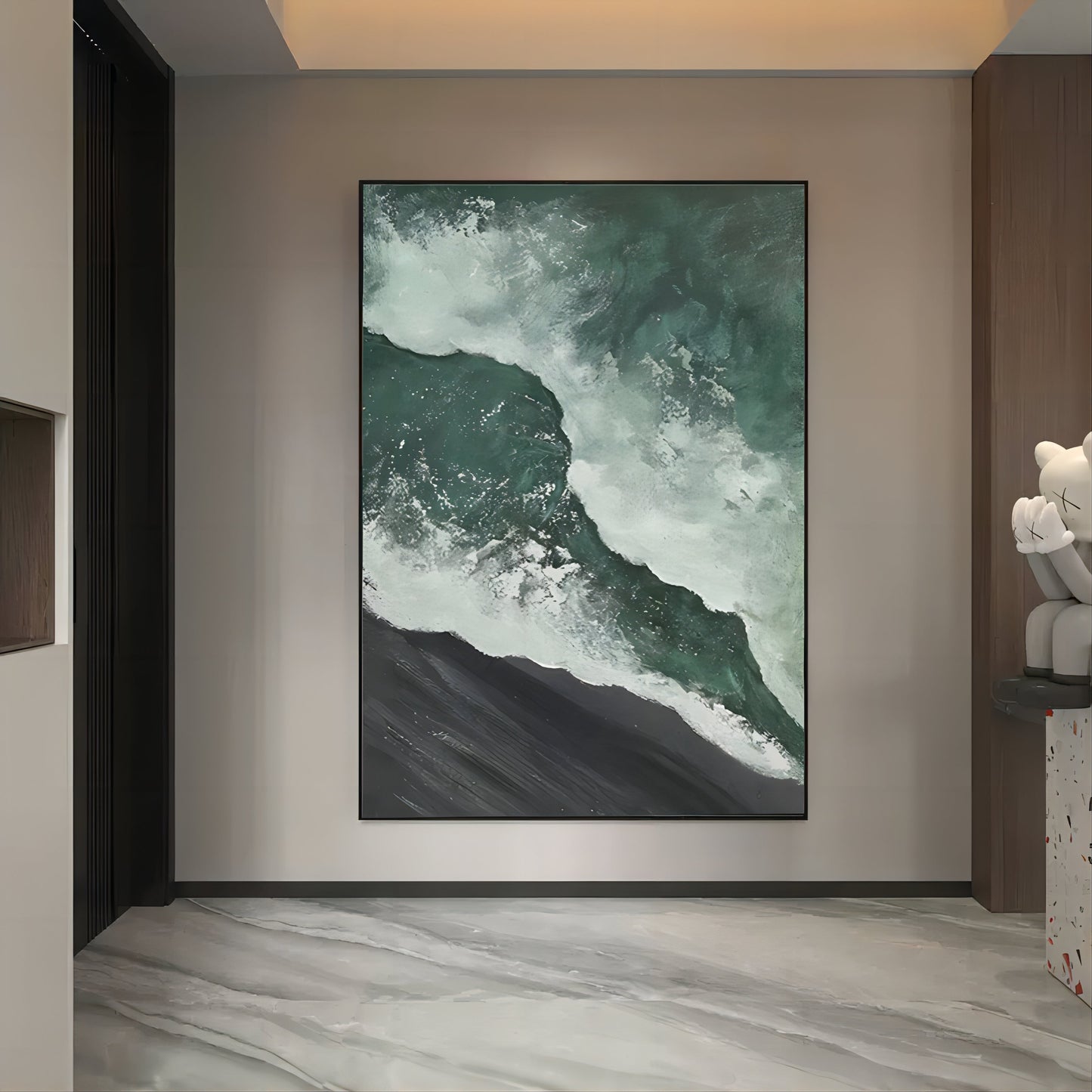 Serene Waves: Textured Oil Painting of Ocean and Shore Bliss