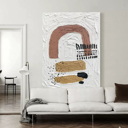 Abstract Textured Oil Painting with Warm Tones and Unique Contemporary Design