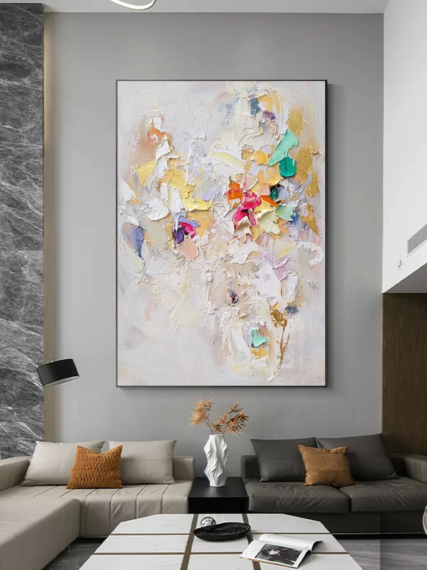 Abstract Floral Texture Oil Painting for Modern Home Decor