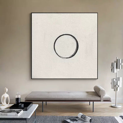 Contemporary Minimalist Circle Oil Painting for Modern Home Decor