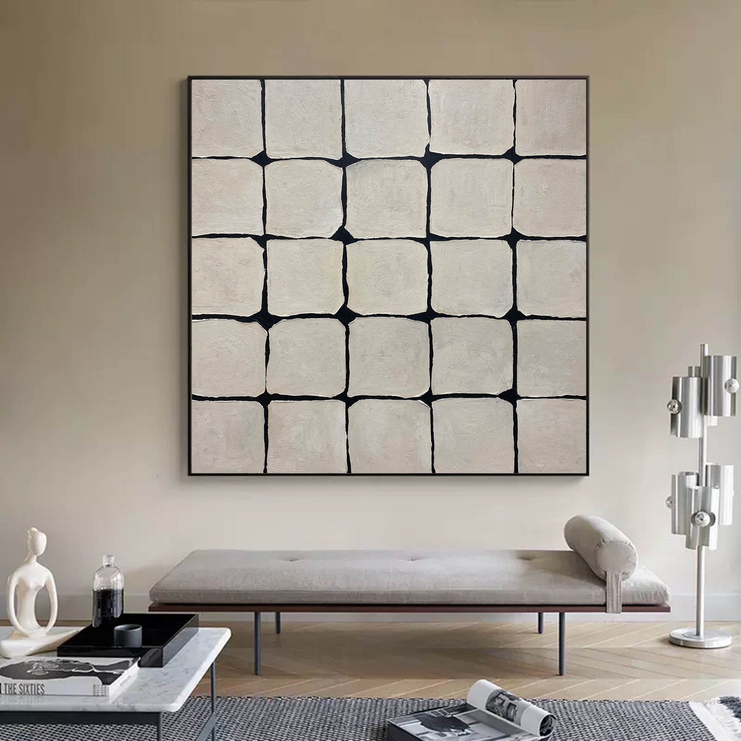 Modern Minimalist Geometric Oil Painting for Contemporary Home Decor