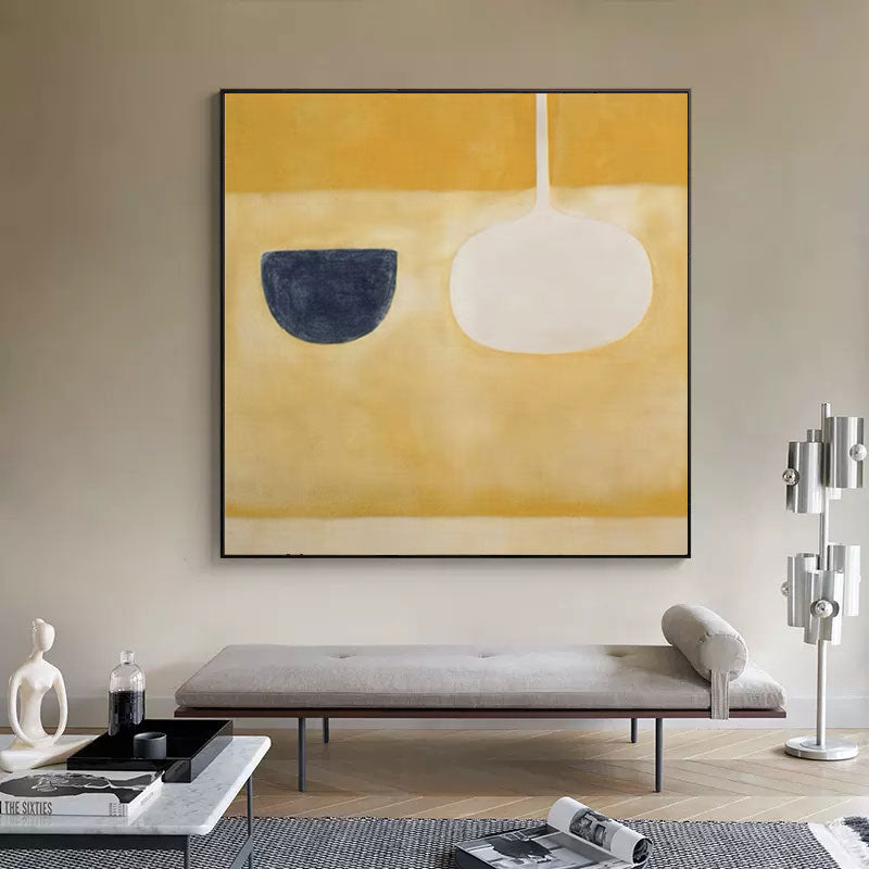 Contemporary Minimalist Oil Painting with Bold Color Blocks