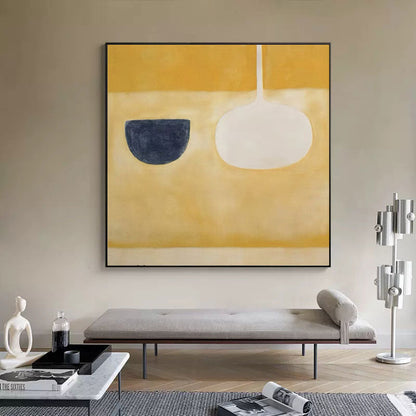 Contemporary Minimalist Oil Painting with Bold Color Blocks